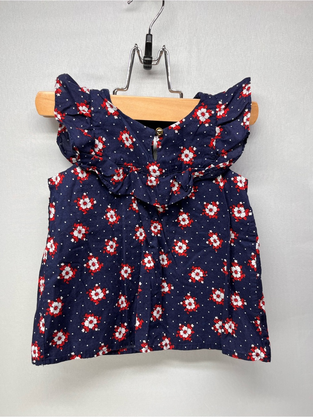 Janie‎ and Jack Navy Blue Floral Ruffle Top